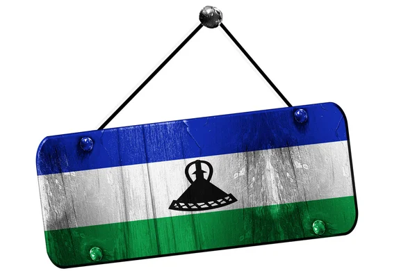 Lesoto bayrağı, 3d render, vintage grunge işareti asılı