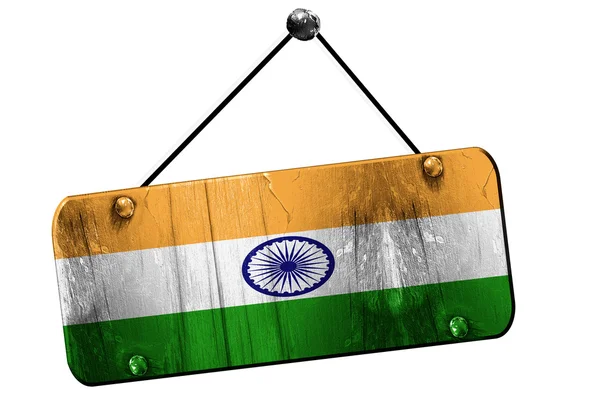 India flag, 3D rendering, vintage grunge hanging sign — Stock Photo, Image