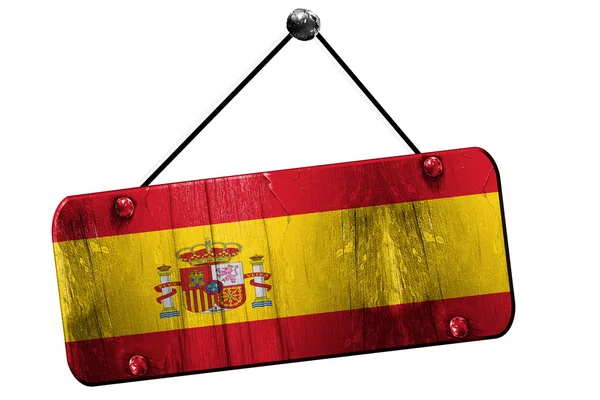 Испанский флаг, 3D рендеринг, винтажный гранж висит знак — стоковое фото