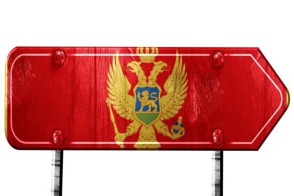 Bandera de Montenegro, representación 3D, señal de tráfico sobre fondo blanco — Foto de Stock