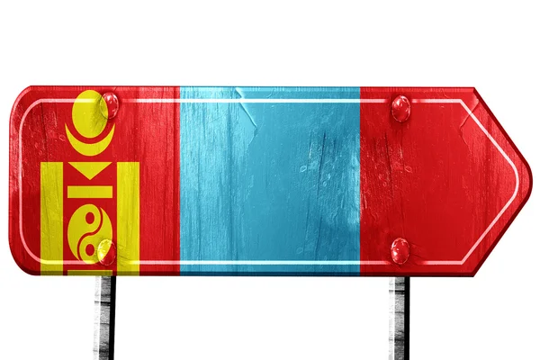 Bandera de Mongolia, representación 3D, señal de tráfico sobre fondo blanco —  Fotos de Stock