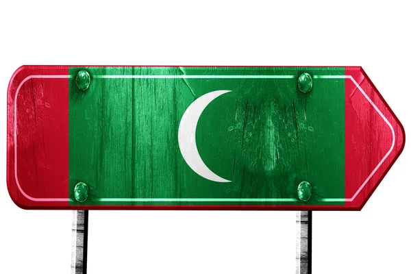 Bandiera delle Maldive, rendering 3D, cartello stradale su sfondo bianco — Foto Stock