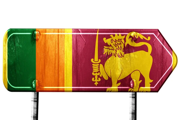 Vlag van Sri lanka, 3D-rendering, weg ondertekenen op witte achtergrond — Stockfoto