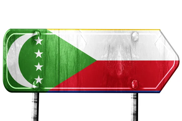 Komorská vlajka, 3d vykreslování, silnici podepsat na bílém pozadí — Stock fotografie