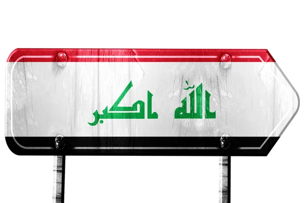 Bandeira do Iraque, renderização 3D, sinal de estrada no fundo branco — Fotografia de Stock