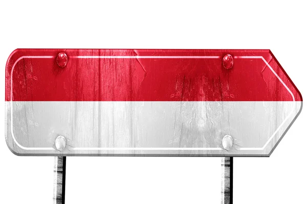 Indonesia flag, 3D rendering, road sign on white background — Stock Photo, Image