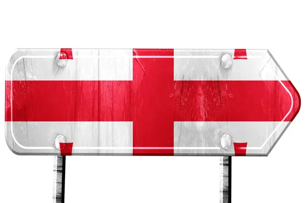 Vlajka Georgie, 3d vykreslování, silnici podepsat na bílém pozadí — Stock fotografie