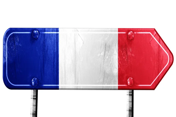 Bandera de Francia, representación 3D, señal de tráfico sobre fondo blanco —  Fotos de Stock