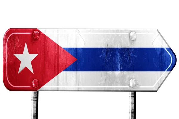 Cuba flag, 3D rendering, road sign on white background — Stock Photo, Image