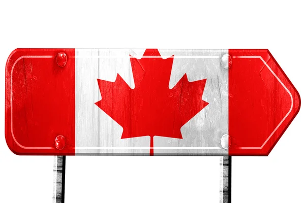 加拿大国旗、 3d 渲染、 道路在白色背景上签名 — 图库照片