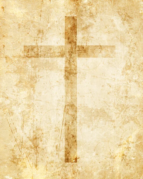 Christliches Kreuz auf Papier Hintergrund — Stockfoto