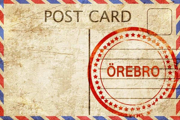Orebro, postal vintage con un sello de goma áspera —  Fotos de Stock