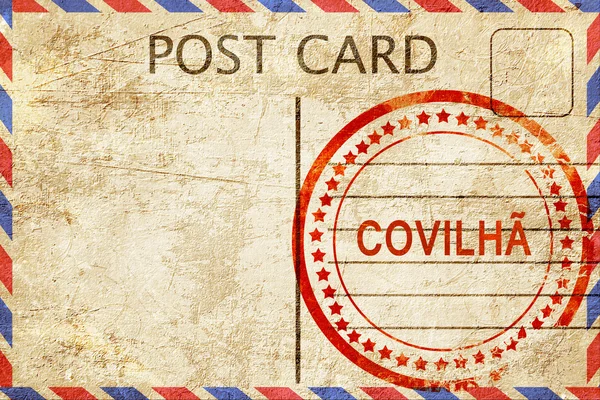 Covilha, vintage postcard with a rough rubber stamp — Stock Photo, Image