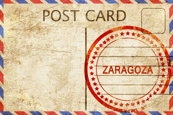 Zaragova, postal vintage con un sello de goma áspera — Foto de Stock