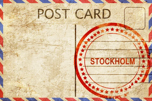 Estocolmo, cartão postal vintage com um selo de borracha áspera — Fotografia de Stock