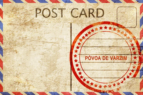 Povoa de varzim, vintage postcard with a rough rubber stamp — Stock Photo, Image