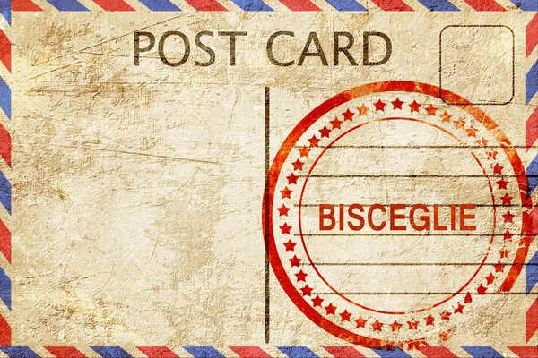 Bisceglie, alte Postkarte mit grobem Gummistempel — Stockfoto