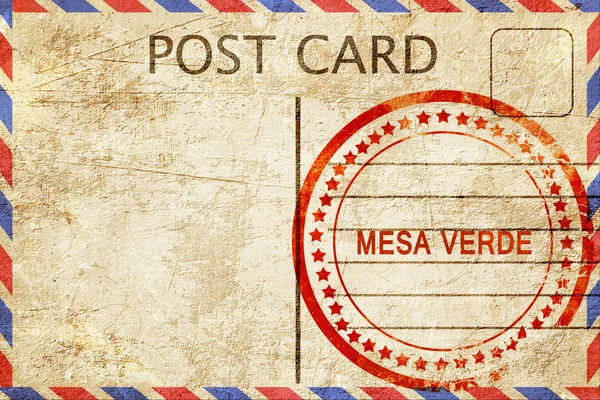 Mesa verde, postal vintage com um selo de borracha áspera — Fotografia de Stock