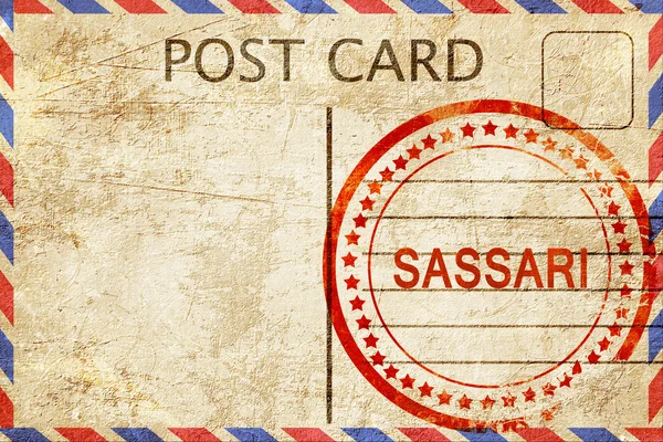 Sassari, alte Postkarte mit grobem Gummistempel — Stockfoto