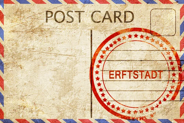 Erftstadt, carte postale vintage avec tampon caoutchouc brut — Photo