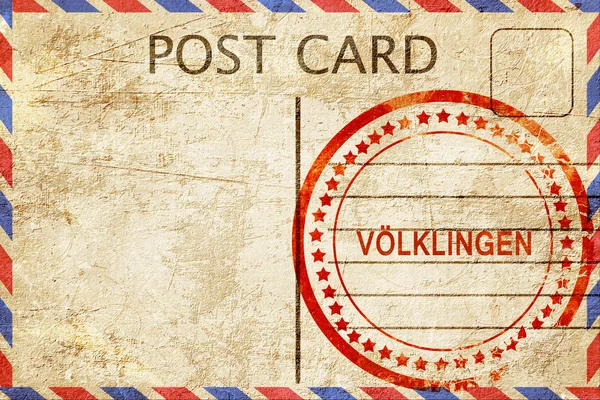Volklingen, cartolina d'epoca con timbro di gomma grezzo — Foto Stock