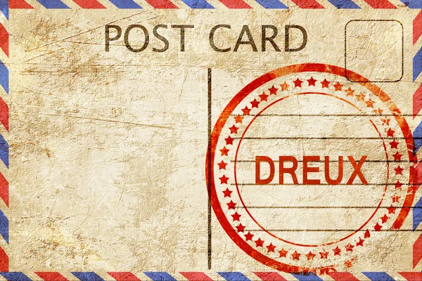 Dreux, vintage postcard with a rough rubber stamp — Stock Photo, Image