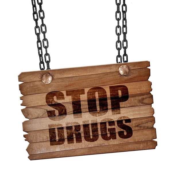 Zatrzymanie Narkotyków Renderowanie Zawieszenie Znaku Łańcuchu — Zdjęcie stockowe