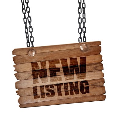 Yeni liste, 3d render, ahşap tahta üzerinde bir grunge zinciri