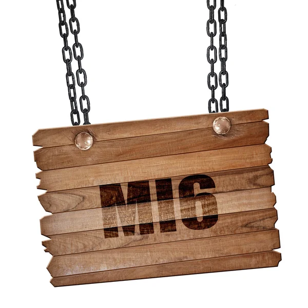 Servicio secreto mi6, representación 3D, tablero de madera en una cadena grunge —  Fotos de Stock