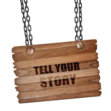 hikaye, 3d render, ahşap masa grunge zincir halinde söyle