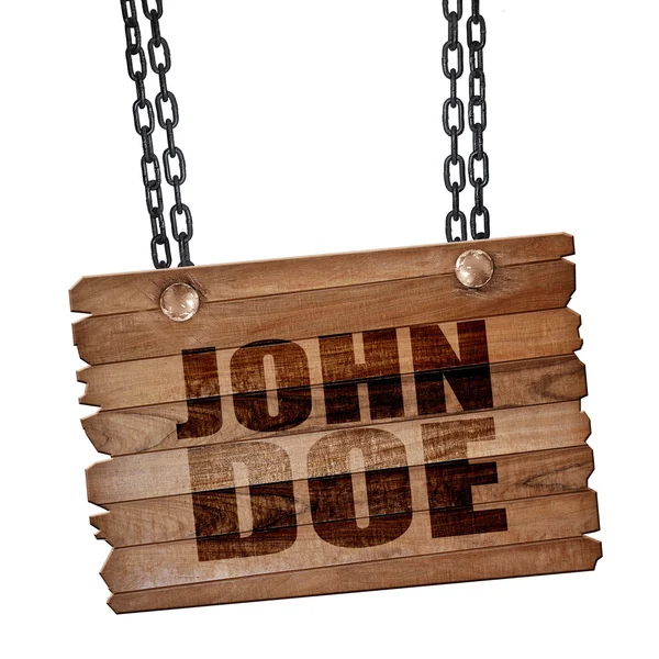 John Doe, rendu 3D, planche en bois sur une chaîne grunge — Photo