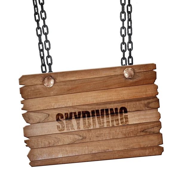Skydiving sign background, 3D rendering, wooden board on a grung — Stock Photo, Image