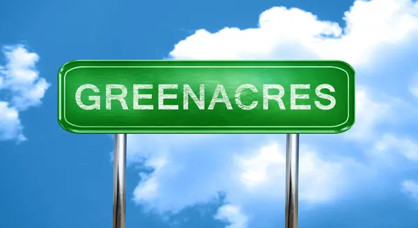 Greenacres sinal de estrada verde vintage com destaques — Fotografia de Stock