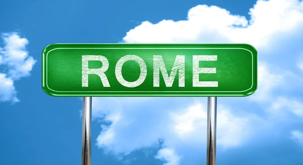 Rome vintage green road sign with highlights — стоковое фото