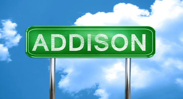 Аддісон вінтажний зелений дорожній знак з підсвічуванням — стокове фото