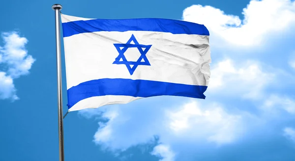 Ισραήλ σημαία κυματίζει στον άνεμο — Φωτογραφία Αρχείου
