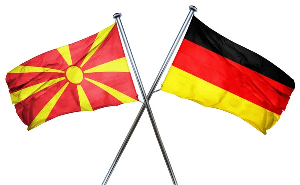 Makedoniens flagga kombinerat med Tyskland flagga — Stockfoto