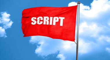 komut dosyası, 3d render, bir kırmızı bayrak sallıyor