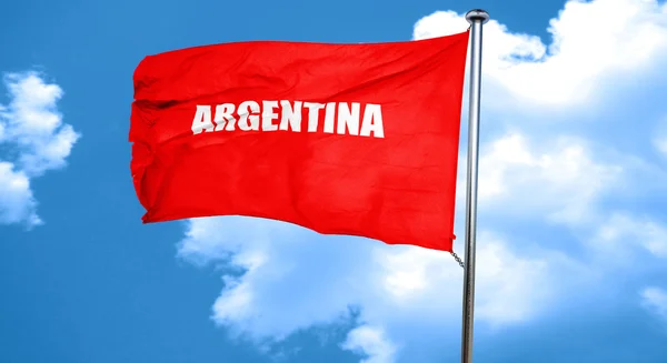 Argentína, 3d-leképezést, egy piros zászló integet — Stock Fotó