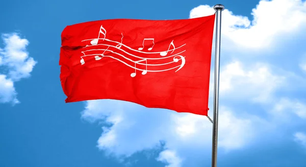 Fond de note de musique, rendu 3D, drapeau rouge — Photo