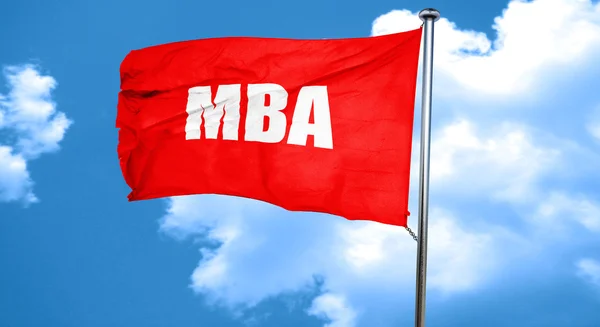 MBA, 3d vykreslování, červené mává vlajkou — Stock fotografie