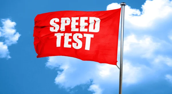 Test di velocità, rendering 3D, bandiera rossa sventolante — Foto Stock