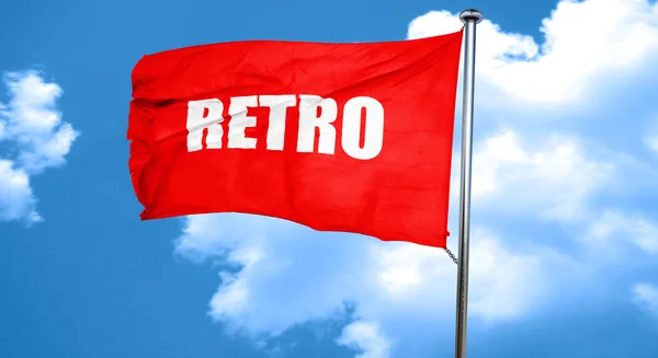 Retro, renderização 3D, uma bandeira acenando vermelho — Fotografia de Stock