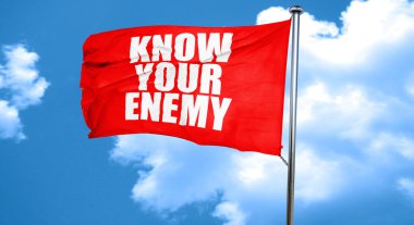 Düşmanını 3d render, bir kırmızı dalgalanan bayrak tanı