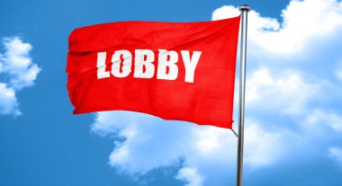 lobi, 3d render, bir kırmızı bayrak sallıyor