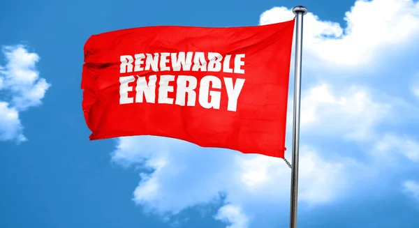 Hernieuwbare energie, 3D-rendering, een rode vlag zwaaien — Stockfoto