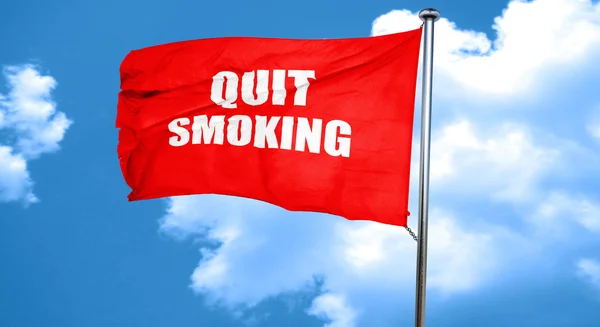 Quit smoking, 3D rendering, a red waving flag — Stock Photo, Image