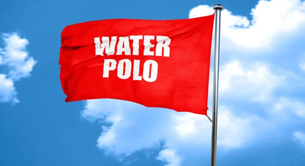 Señal de polo acuático fondo, representación 3D, una bandera ondeante roja —  Fotos de Stock