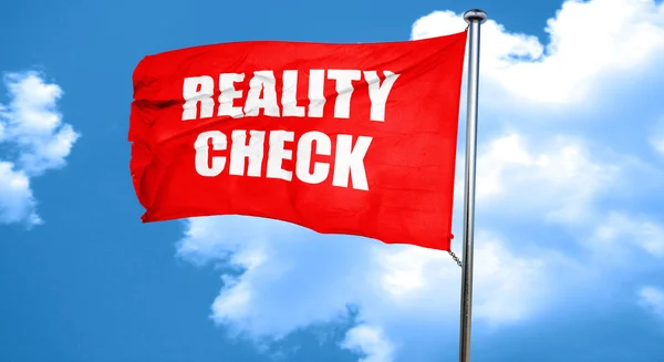 Reality check, 3D rendering, a red waving flag — Stock Photo, Image