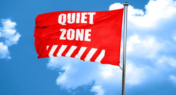 Señal de zona tranquila, representación 3D, una bandera ondeante roja — Foto de Stock